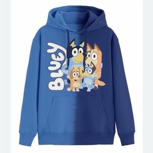 Bluey Men's Dip Dye Graphic Hoodie Sweatshirt Size Large Blue Casual Athleisure
